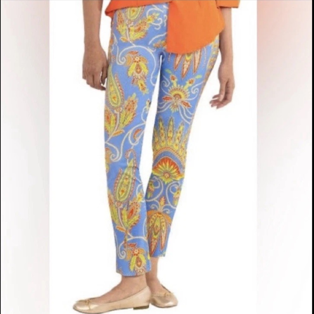 Truth by Republic S Small Blue Orange White Print Ankle Pants Pull On EUC